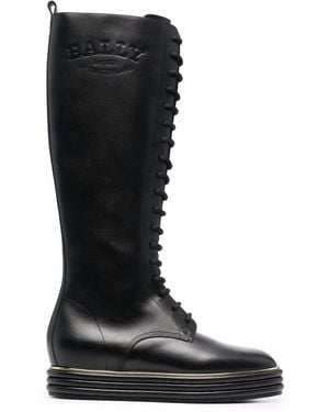 Bally Lace-Up Knee-High Boots - Black