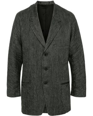Yohji Yamamoto W-Raglan Linen Blazer - Black