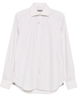 Corneliani Check-Print Long-Sleeved Shirt - White