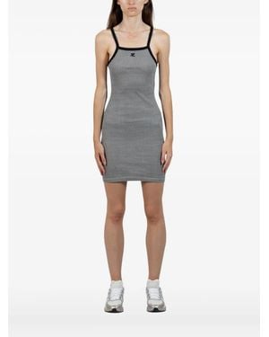 Drole de Monsieur Houndstooth-Pattern Mini Dress - Grey
