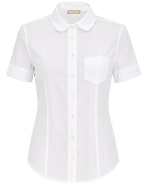 John Galliano Peter-Pan Collar Short-Sleeved Shirt - White