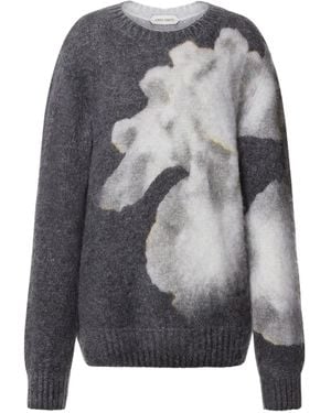 Alberta Ferretti Floral-Intarsia Knit Sweater - Gray