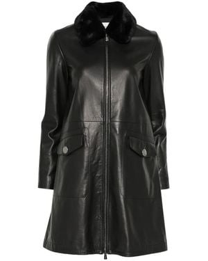 Bally Faux-Fur Collar Leather Coat - Black