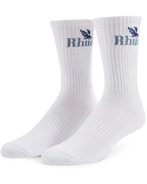 Rhude Rossa Logo-Intarsia Socks - White