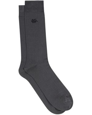 Etro Chaussettes En Coton À Logo Pegaso - Black