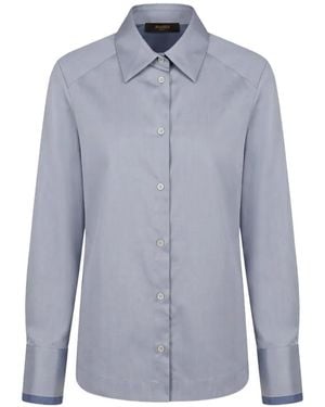 Moorer Striped Long-Sleeve Shirt - Blue
