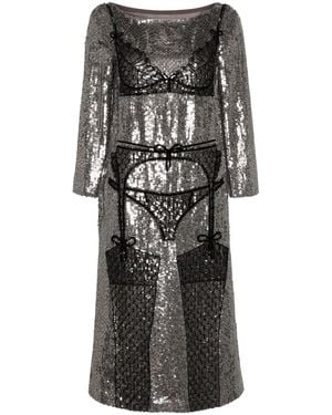 Wiederhoeft Midikleid Mit Perlen - Schwarz