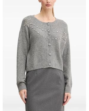 Fracomina Stone-Embellishment Button-Fastening Cardigan - Grey