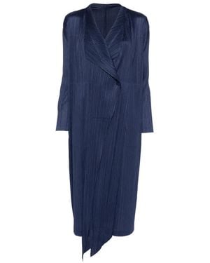 Pleats Please Issey Miyake Plissierter Mantel - Blau