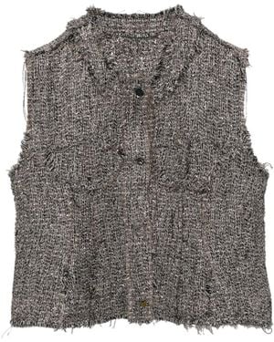 JNBY Jacquard Collarless Cropped Vest - Grey