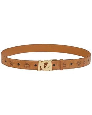 MCM Riem Met Logogesp En Print - Bruin