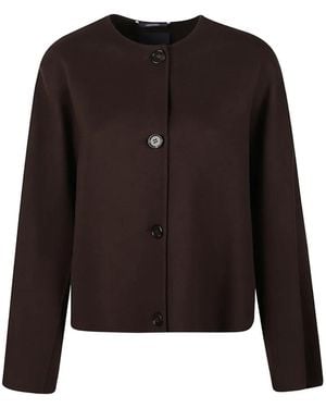 Max Mara Scarf-Detail Button-Front Jacket - Black