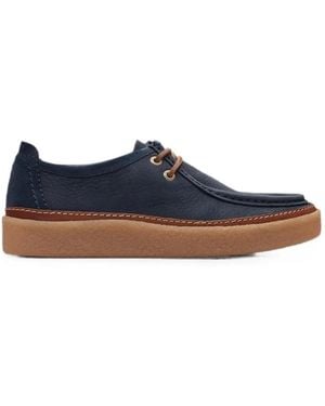 Clarks Clarkwood Moc Lace-Up Derby Shoes - Blue