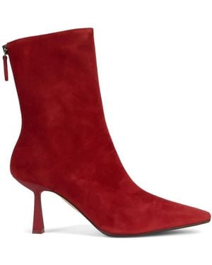 Aquazzura Pointed-Toe Suede Ankle Boots - Red