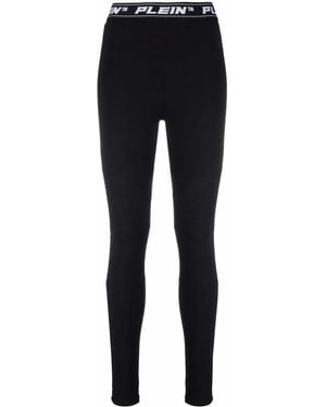 Philipp Plein Logo-Waistband Leggings - Black