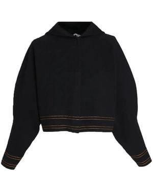 Max Mara Contrast-Stitch Hooded Cardigan - Black