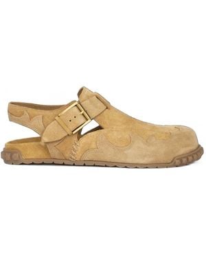 Ash Torpedo Suede Flat Mules - White