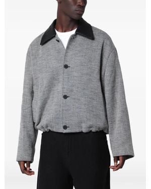 Studio Nicholson Leather-Collar Chore Jacket - Grey