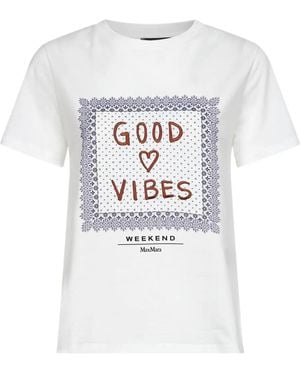 Weekend by Maxmara Embroidered-Print Cotton T-Shirt - White
