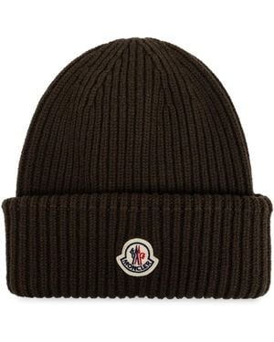 Moncler ロゴパッチ ビーニー - ブラック
