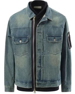 Sacai Paneled Denim Jacket - Blue