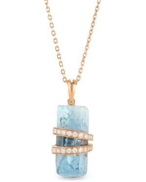 CLARA CHEHAB Mittelgroße Elemental Halskette Mit Aquamarin- Und Diamantanhänger - Blau
