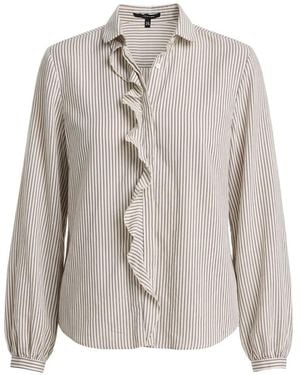R13 Ruffled Striped Shirt - White