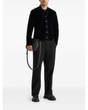 Manière De Voir Nassim Velvet Jacket With Contrast Piping - Black