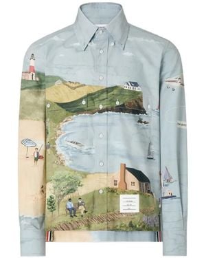 Thom Browne Chemise Nantucket En Coton - Blue