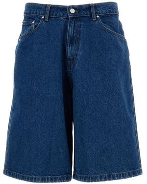 Arte' Round-Pocket Denim Shorts - Blue