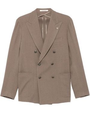 Tagliatore Double-Breasted Peak-Lapels Blazer - Brown