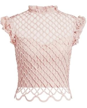 Gemy Maalouf Ruffled Open-Back Top - Pink