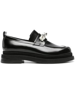 Simone Rocha Pearl-Detail Leather Loafers - Black