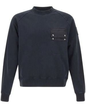 Blauer Pullover Mit Raglanärmeln Und Brusttasche - Blau