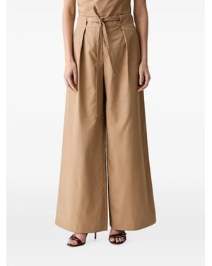 KARL LAGERFELD Tie-Waist Pleated Pants - Natural