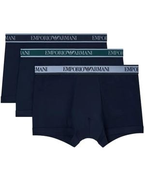 EA7 Set aus drei Boxershorts mit Logo-Bund - Blau