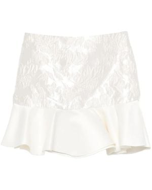 Ganni Cloqué Ruffled Mini Skirt - White
