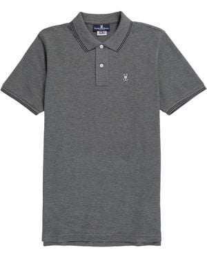 Psycho Bunny Polo Logan Con Logo Ricamato Logo E Colletto A Punta - Grigio