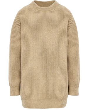 MM6 by Maison Margiela Ribbed Crewneck Mini Dress - Natural