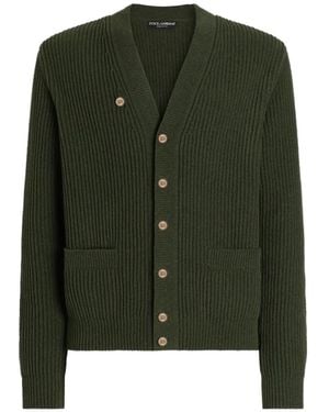 Dolce & Gabbana Cárdigan De Punto De Canalé Inglés - Verde