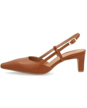 Frau Escarpins Pointus En Cuir À Bride Arrière - Brown