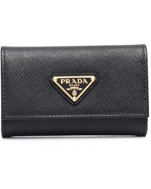 Prada Calf Hair And Leather Keyring in Black | Lyst
