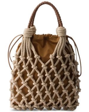 Prada Noué Medium Cotton Macramé Bag - Brown