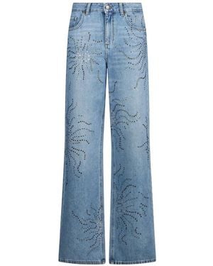 Liu Jo Straight-Leg Jeans With Rhinestones - Blue