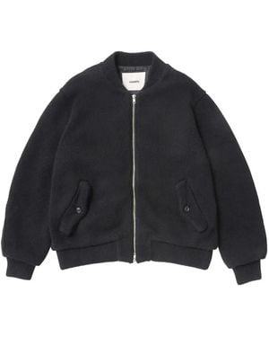 vowels Knitted Zip-Up Bomber Jacket - Black