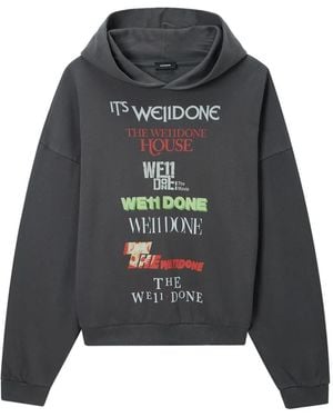 we11done Hooded Graphic Sweatshirt - Grey