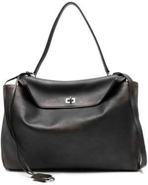 Balenciaga Rodeo Flap-Closure Leather Shoulder Bag - Black