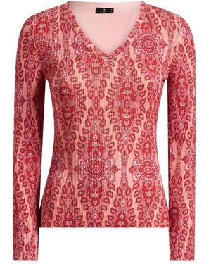 Etro Paisley-Print Ribbed Jumper - Red