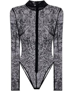 David Koma Body À Fleurs En Dentelle - Gris