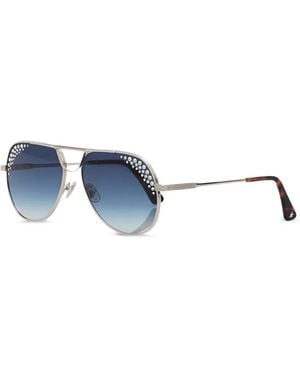 Golden Goose Carter Crystal-Embellished Pilot-Frame Sunglasses - Grey